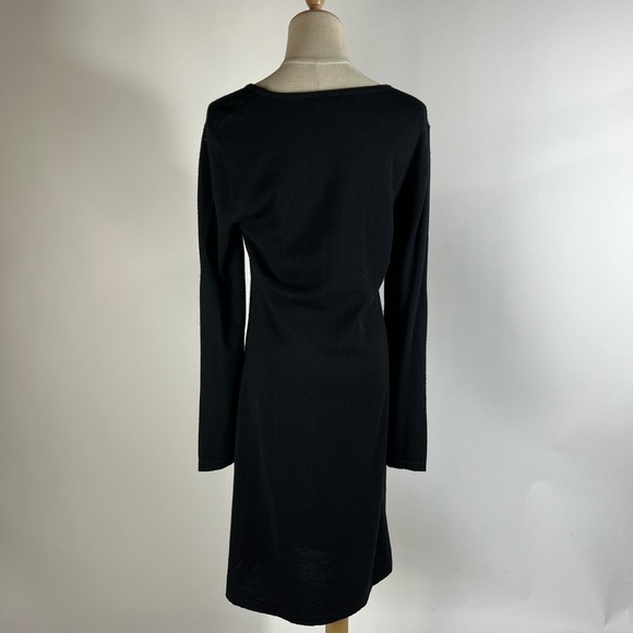 GARNET HILL Merino Wool Black Long Sleeve Dress Womens Medium - Picture 4 of 7